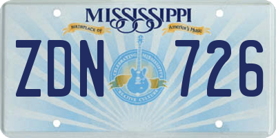 MS license plate ZDN726
