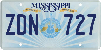 MS license plate ZDN727