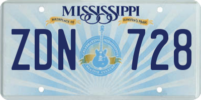 MS license plate ZDN728