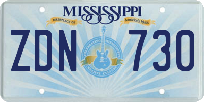 MS license plate ZDN730