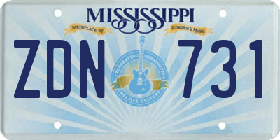 MS license plate ZDN731