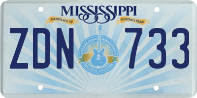 MS license plate ZDN733