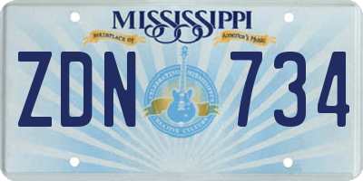 MS license plate ZDN734