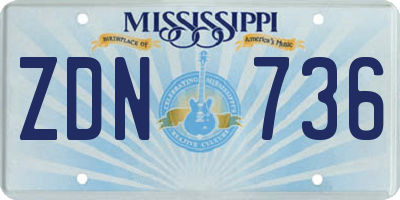 MS license plate ZDN736