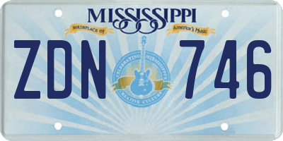 MS license plate ZDN746