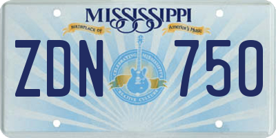 MS license plate ZDN750