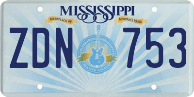 MS license plate ZDN753