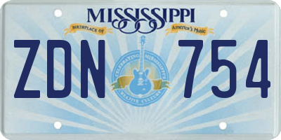 MS license plate ZDN754