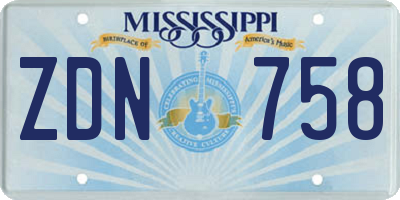 MS license plate ZDN758