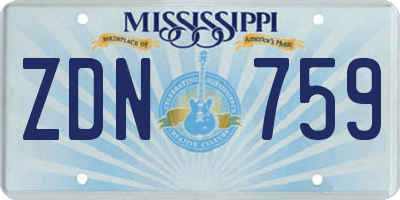 MS license plate ZDN759