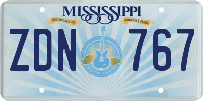 MS license plate ZDN767