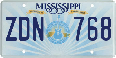 MS license plate ZDN768