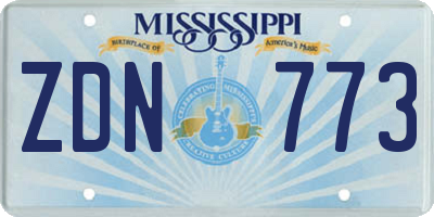 MS license plate ZDN773