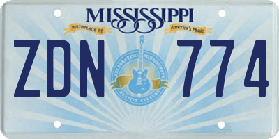 MS license plate ZDN774