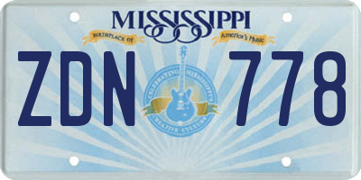 MS license plate ZDN778