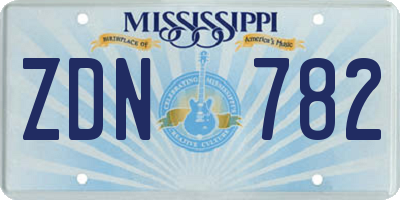 MS license plate ZDN782