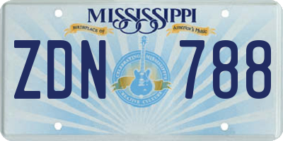 MS license plate ZDN788