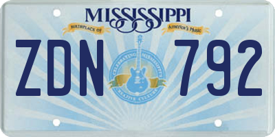 MS license plate ZDN792