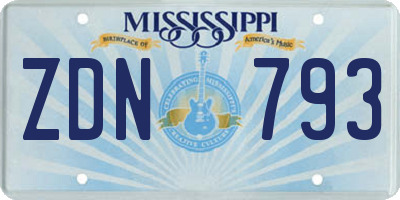 MS license plate ZDN793
