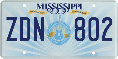 MS license plate ZDN802