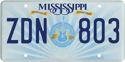 MS license plate ZDN803