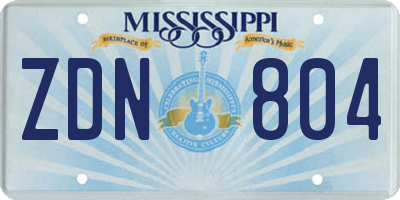 MS license plate ZDN804