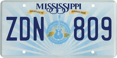 MS license plate ZDN809