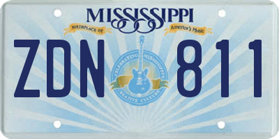 MS license plate ZDN811