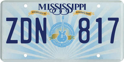 MS license plate ZDN817