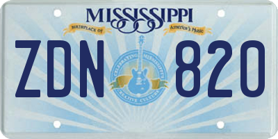 MS license plate ZDN820
