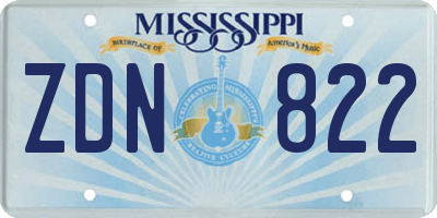 MS license plate ZDN822
