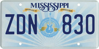 MS license plate ZDN830