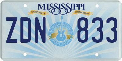 MS license plate ZDN833
