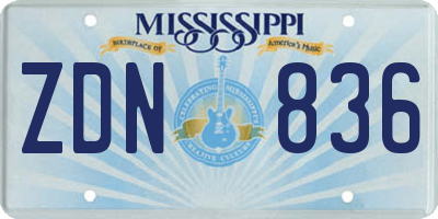 MS license plate ZDN836
