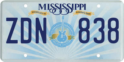 MS license plate ZDN838