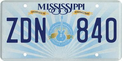 MS license plate ZDN840