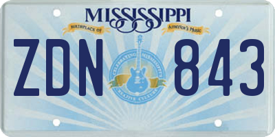 MS license plate ZDN843