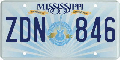 MS license plate ZDN846