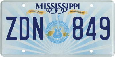 MS license plate ZDN849