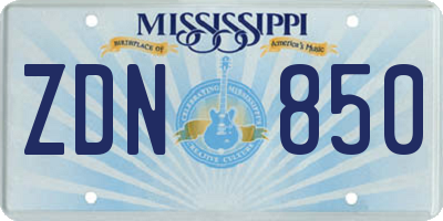 MS license plate ZDN850
