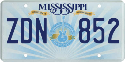 MS license plate ZDN852