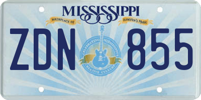 MS license plate ZDN855