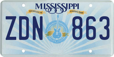 MS license plate ZDN863