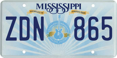 MS license plate ZDN865