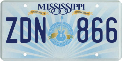 MS license plate ZDN866