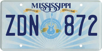 MS license plate ZDN872