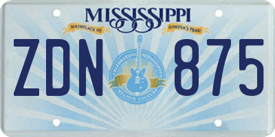 MS license plate ZDN875