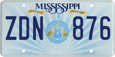 MS license plate ZDN876