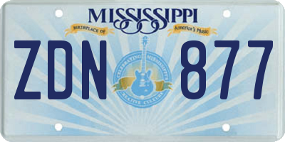 MS license plate ZDN877