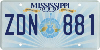 MS license plate ZDN881